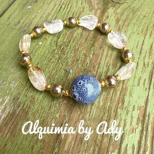 Citrine beaded maxi beads chunky unique one of a kind handmade bracelet